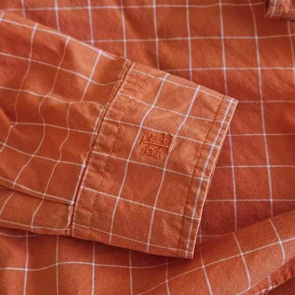 Lauren Ralph Lauren Top Womens Petite M Orange Plaid Cropped LS Tie Front Preppy - Picture 13 of 16